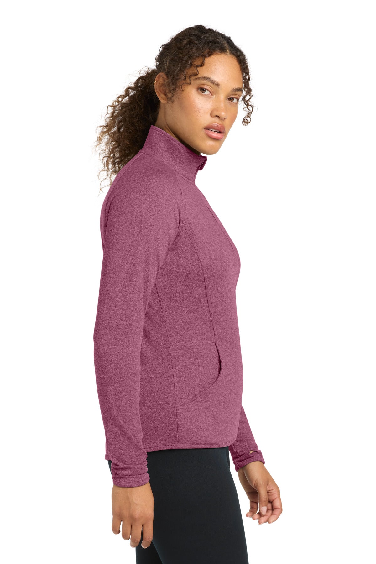Pink Rush Hthr Sport-Tek Women's Sport-Wick Stretch 1/4-Zip Pullover. LST850 plain