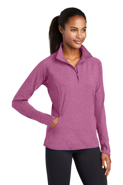 Pink Rush Hthr Sport-Tek Women's Sport-Wick Stretch 1/4-Zip Pullover. LST850 plain
