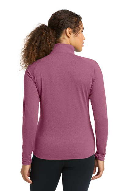 Pink Rush Hthr Sport-Tek Women's Sport-Wick Stretch 1/4-Zip Pullover. LST850 plain