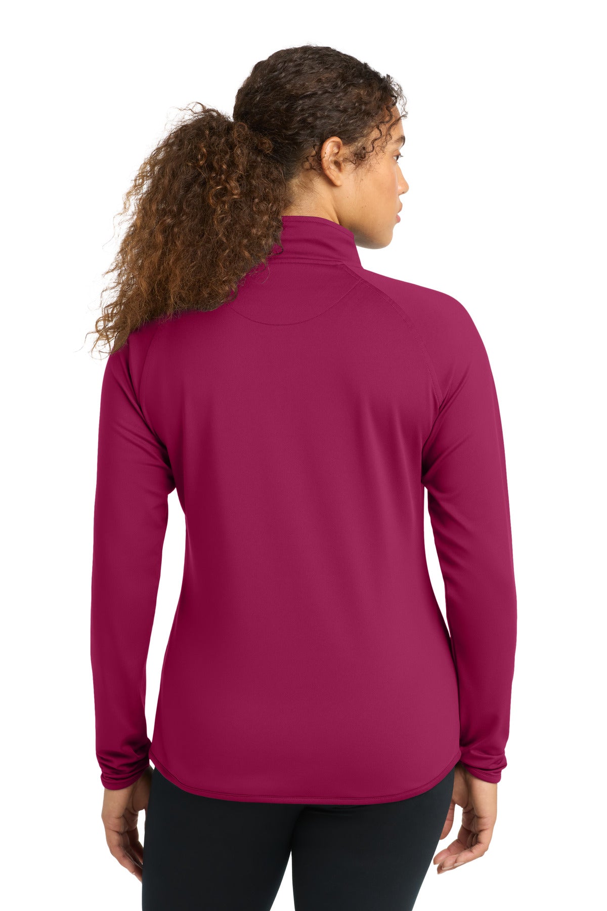 Pink Rush Sport-Tek Women's Sport-Wick Stretch 1/4-Zip Pullover. LST850 plain