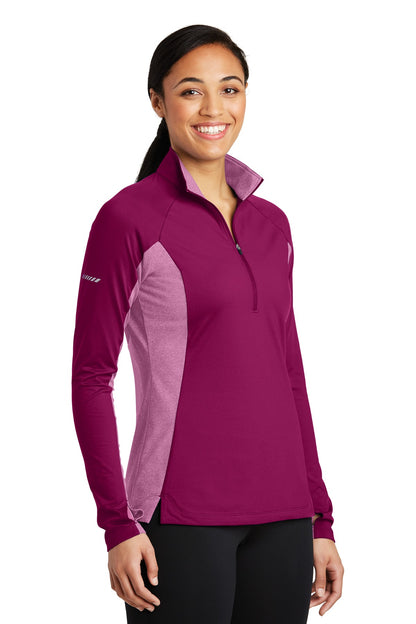 Pink Rush/PkRH Sport-Tek Women's Sport-Wick Stretch Contrast 1/4-Zip Pullover. LST854 plain