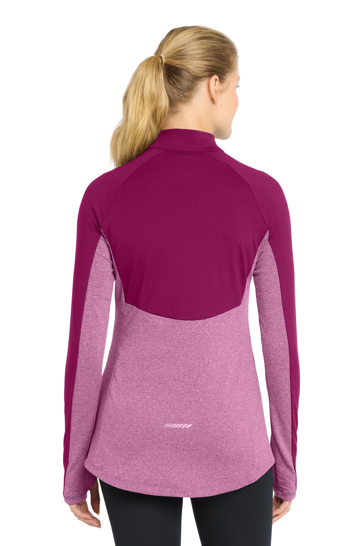 Pink Rush/PkRH Sport-Tek Women's Sport-Wick Stretch Contrast 1/4-Zip Pullover. LST854 plain