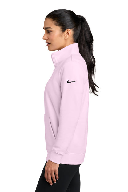 PinkFoam Nike Women's Club Fleece Sleeve Swoosh 1/2-Zip NKDX6720