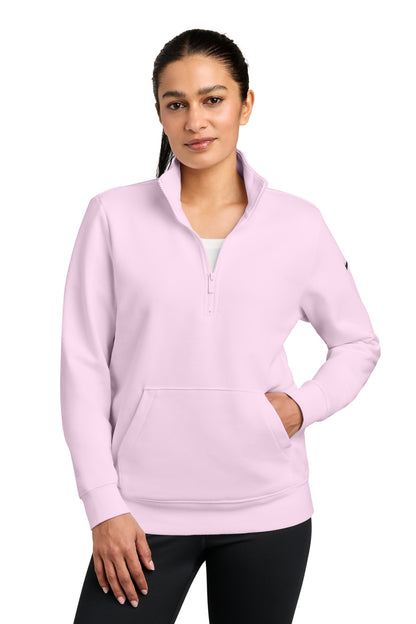 PinkFoam Nike Women's Club Fleece Sleeve Swoosh 1/2-Zip NKDX6720