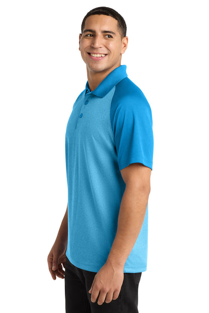 Pond BH/Pond B Sport-Tek PosiCharge RacerMesh Raglan Heather Block Polo. ST641 plain