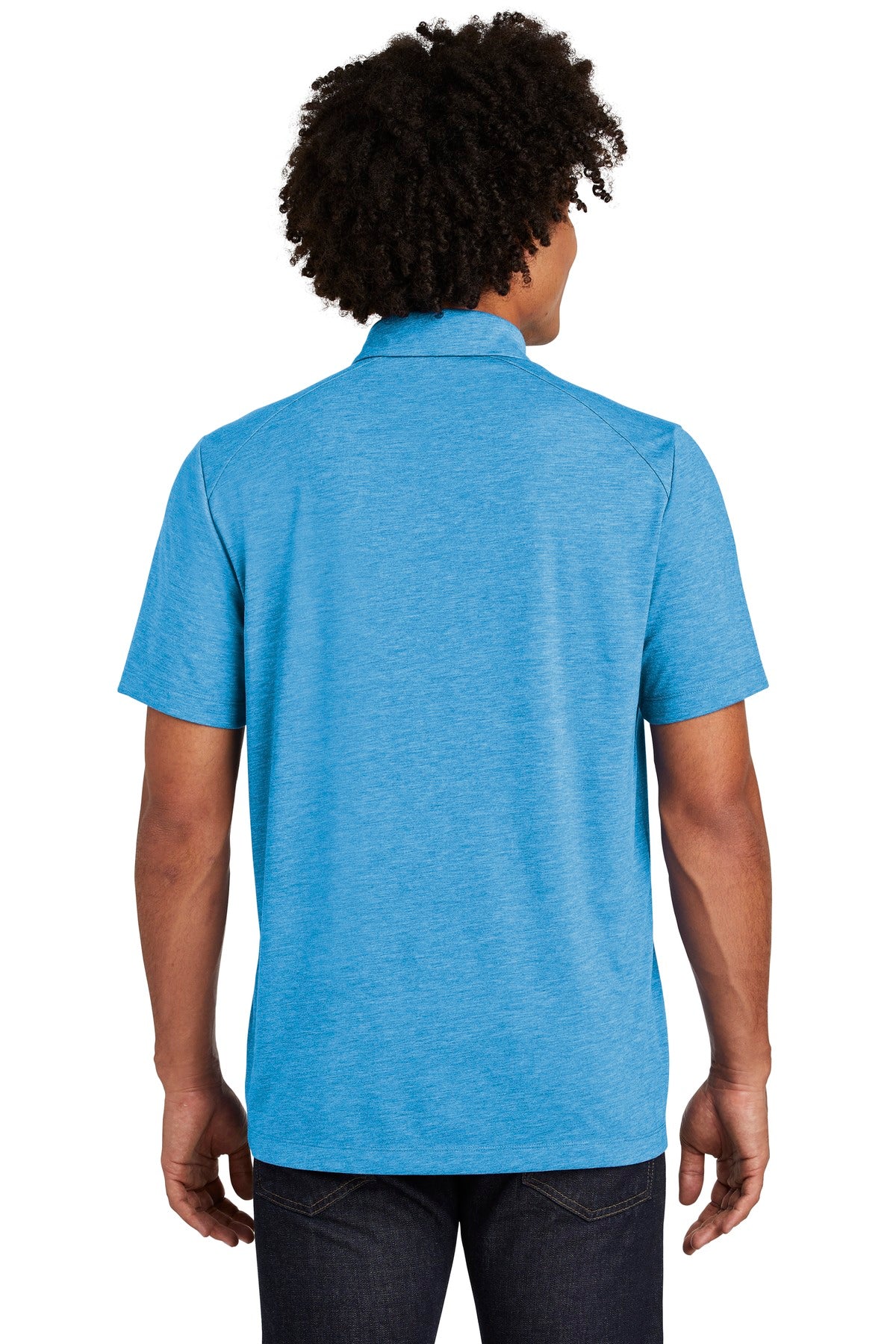 Pond Blue Hthr Sport-Tek PosiCharge Tri-Blend Wicking Polo. ST405 plain