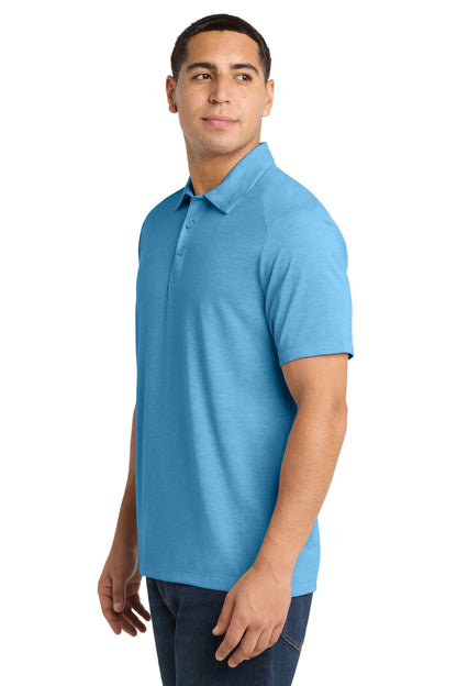 Pond Blue Hthr Sport-Tek PosiCharge Tri-Blend Wicking Polo. ST405 plain