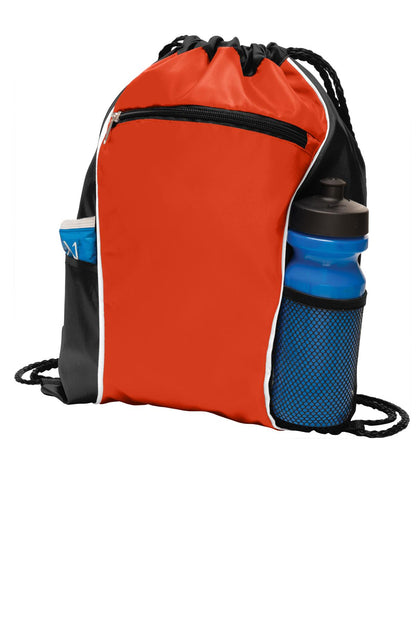 Pop Orange Port Authority Fast Break Cinch Pack. BG613 plain