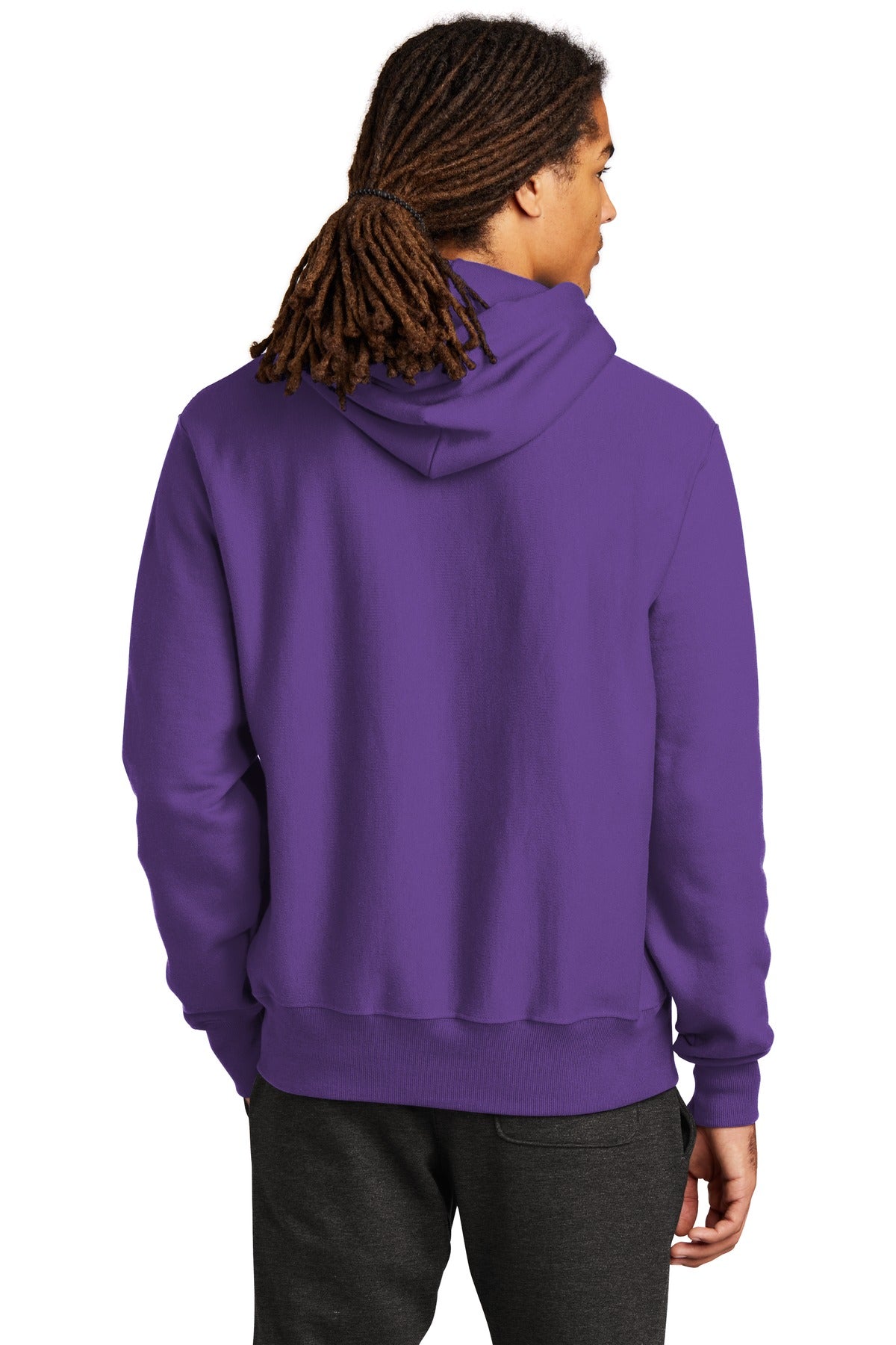 Purple Champion Reverse Weave Hooded Sweatshirt S101 plain