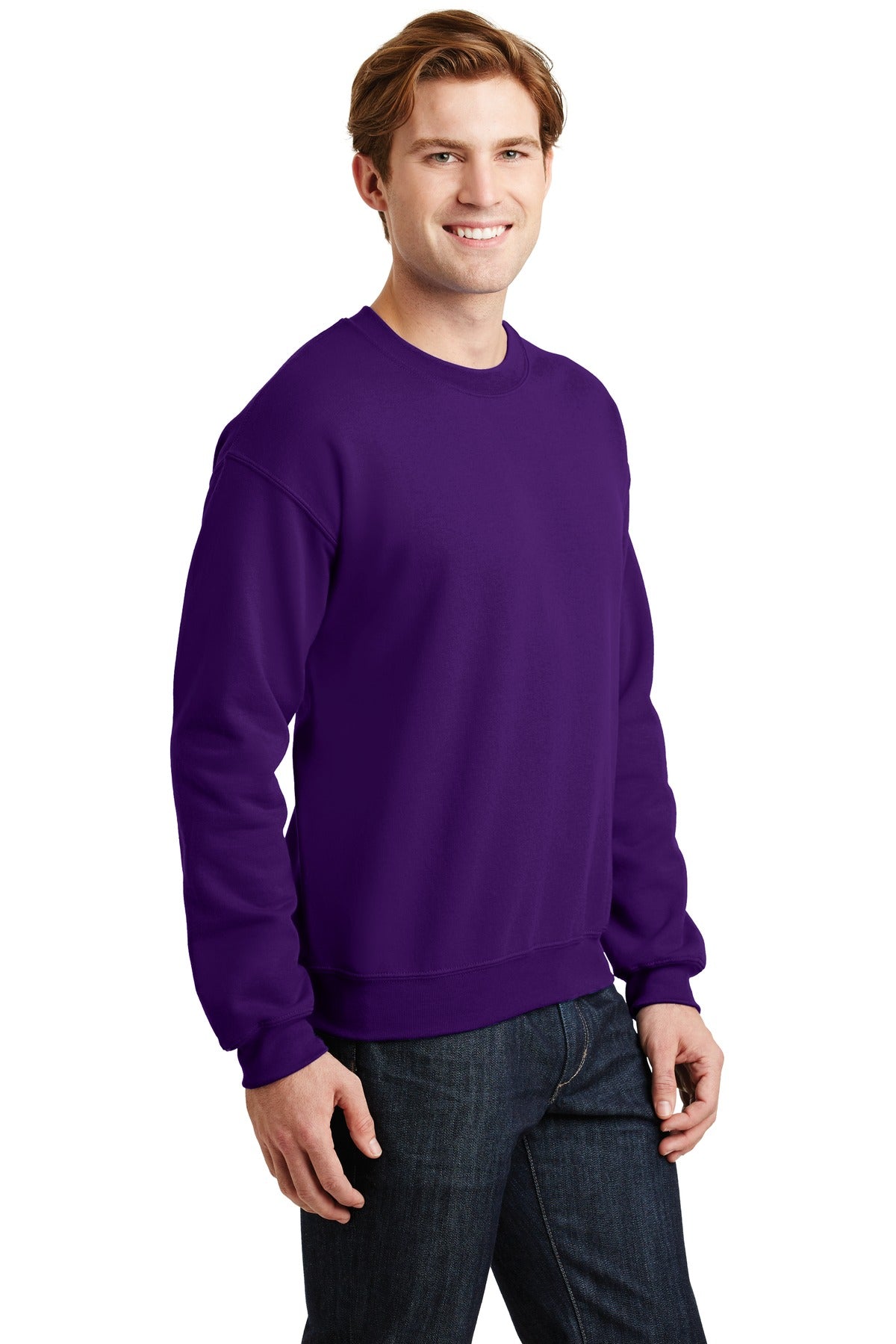 Purple Gildan Heavy Blend Crewneck Sweatshirt. 18000 plain