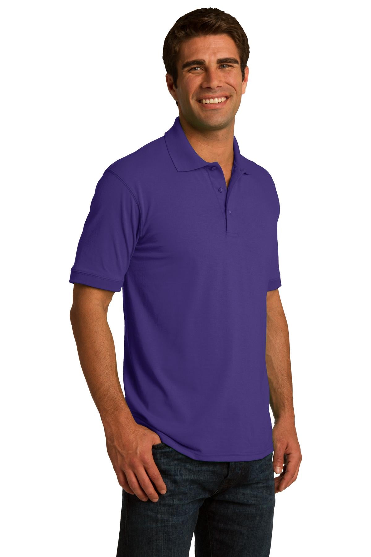 Purple Port & Co Core Blend Jersey Knit Polo. KP55 plain