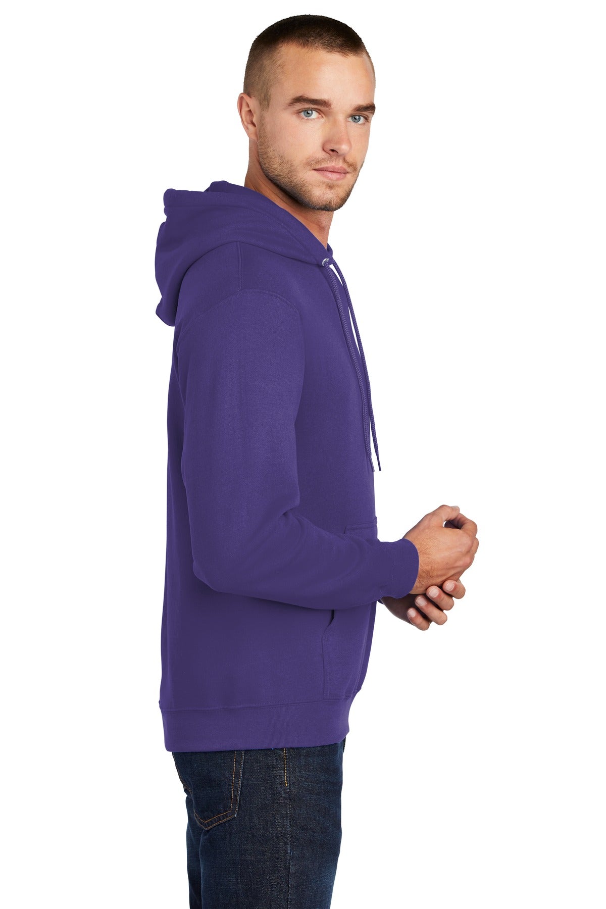 Purple Port & Co Core Fleece Pullover Hooded Sweatshirt. PC78H