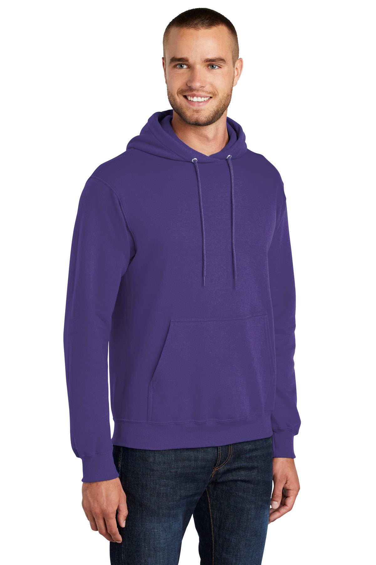 Purple Port & Co Core Fleece Pullover Hooded Sweatshirt. PC78H