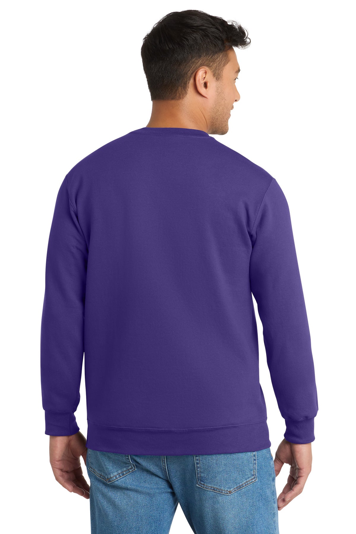 Purple Port & Co Essential Fleece Crewneck Sweatshirt. PC90 plain