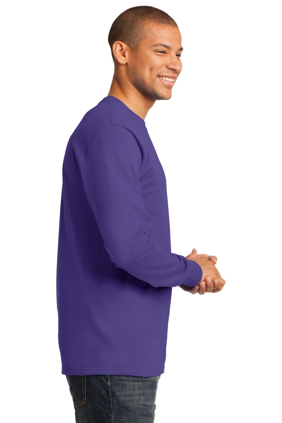 Purple Port & Co Long Sleeve Essential Tee. PC61LS plain