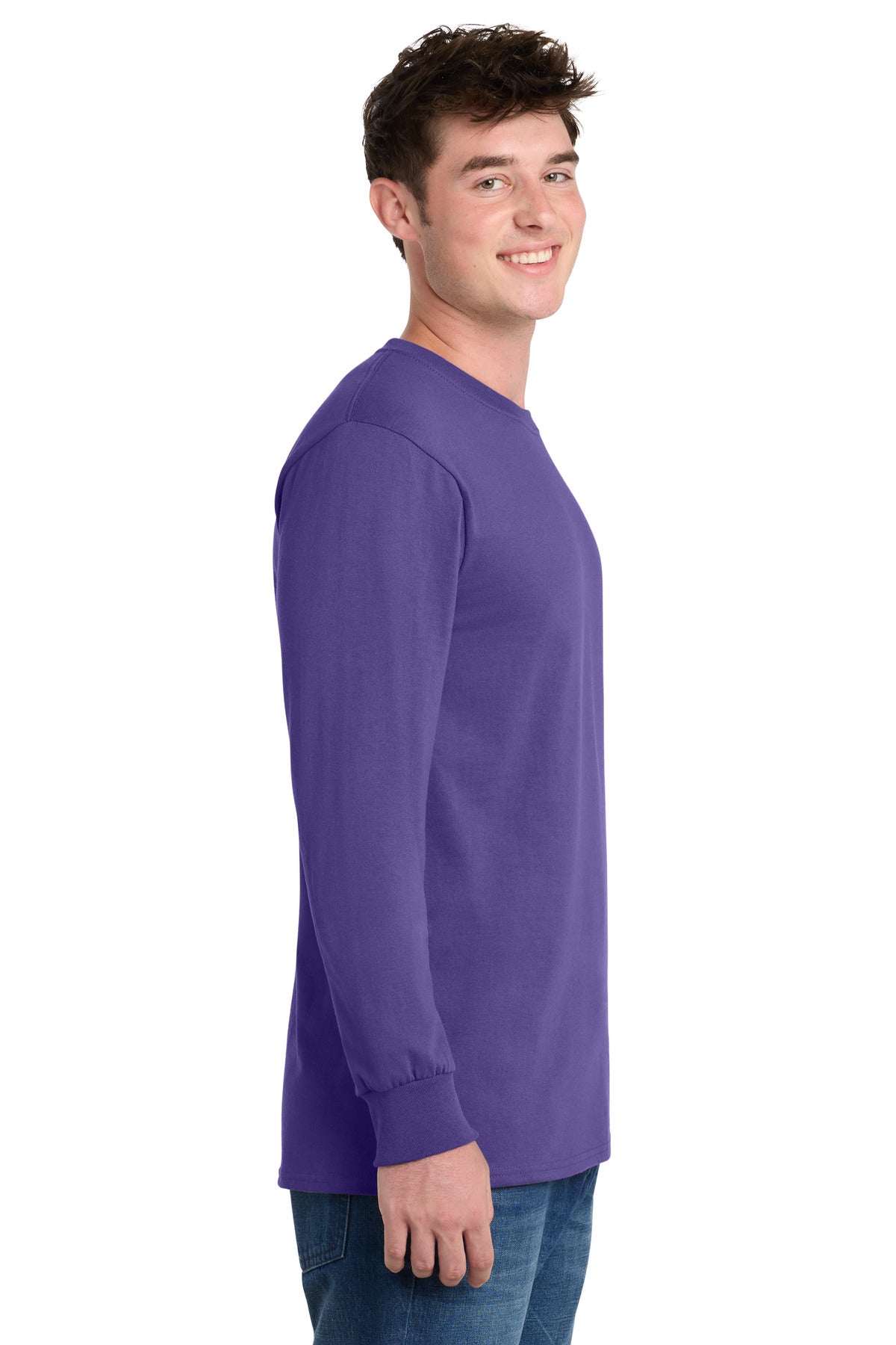 Purple Port & Co Long Sleeve Essential Tee. PC61LS plain