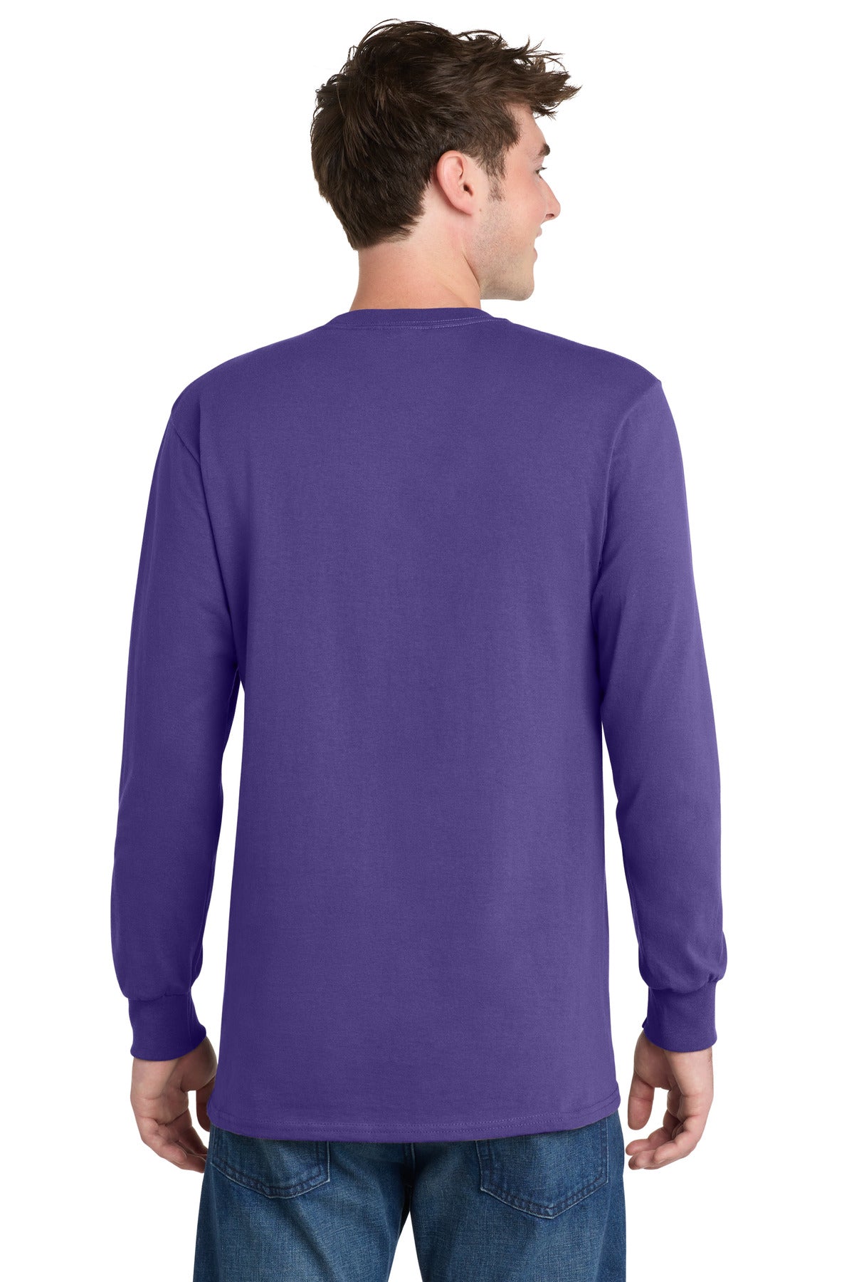 Purple Port & Co Long Sleeve Essential Tee. PC61LS plain