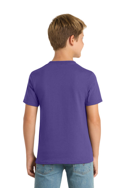 Purple Port & Co Youth Core Blend Tee. PC55Y plain