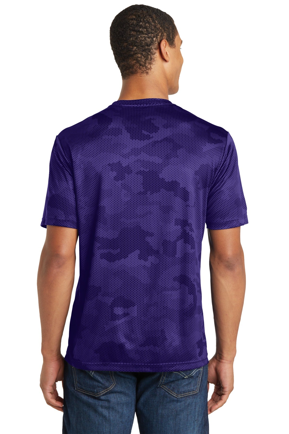 Purple Sport-Tek CamoHex Tee. ST370 plain