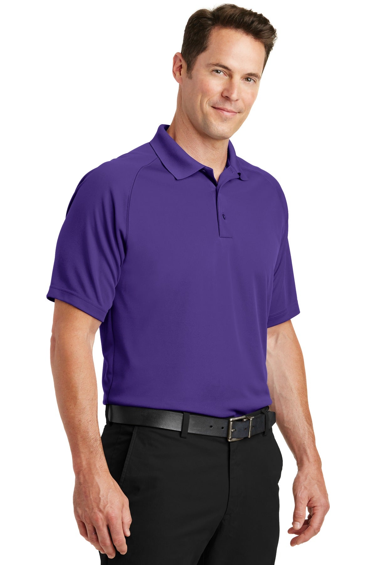 Purple Sport-Tek Dry Zone Raglan Polo. T475 plain