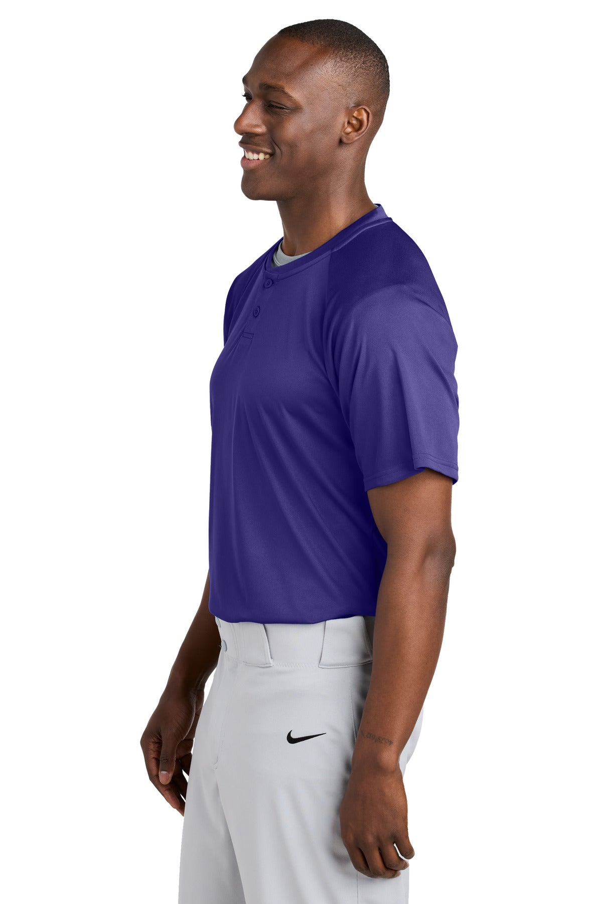 Purple Sport-Tek PosiCharge Competitor 2-Button Henley ST359 plain