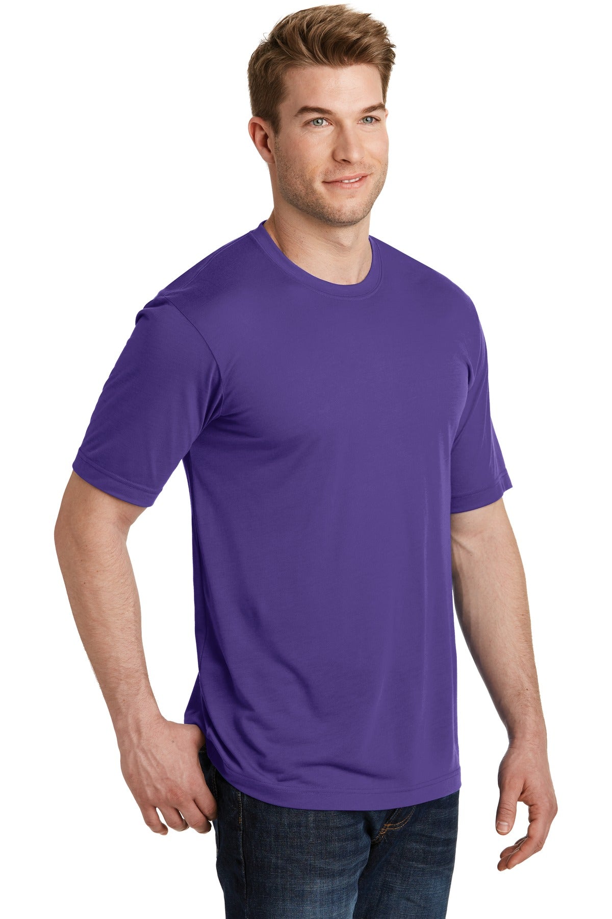 Purple Sport-Tek PosiCharge Competitor Cotton Touch Tee. ST450 plain