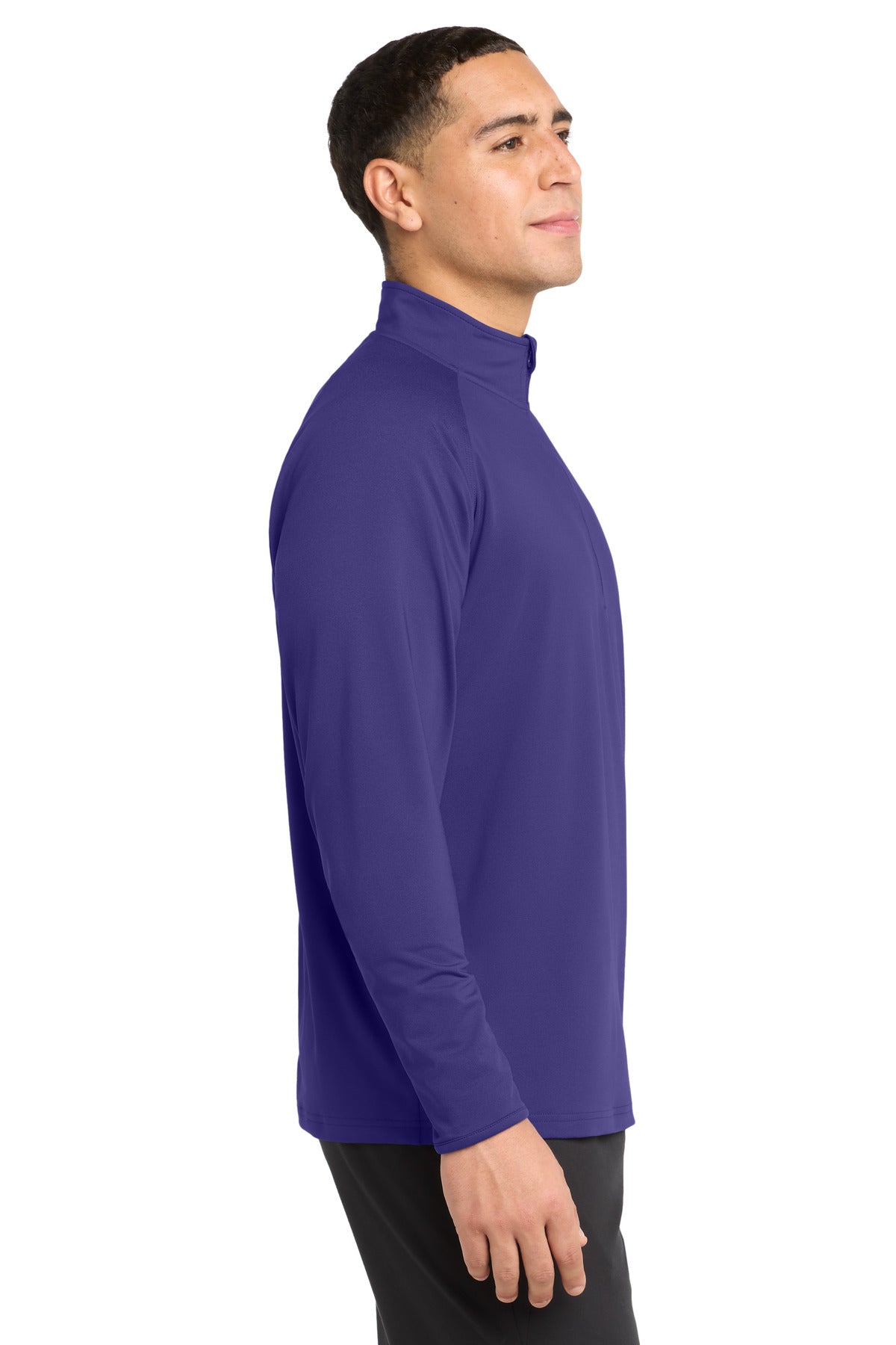 Purple Sport-Tek Sport-Wick Stretch 1/4-Zip Pullover. ST850