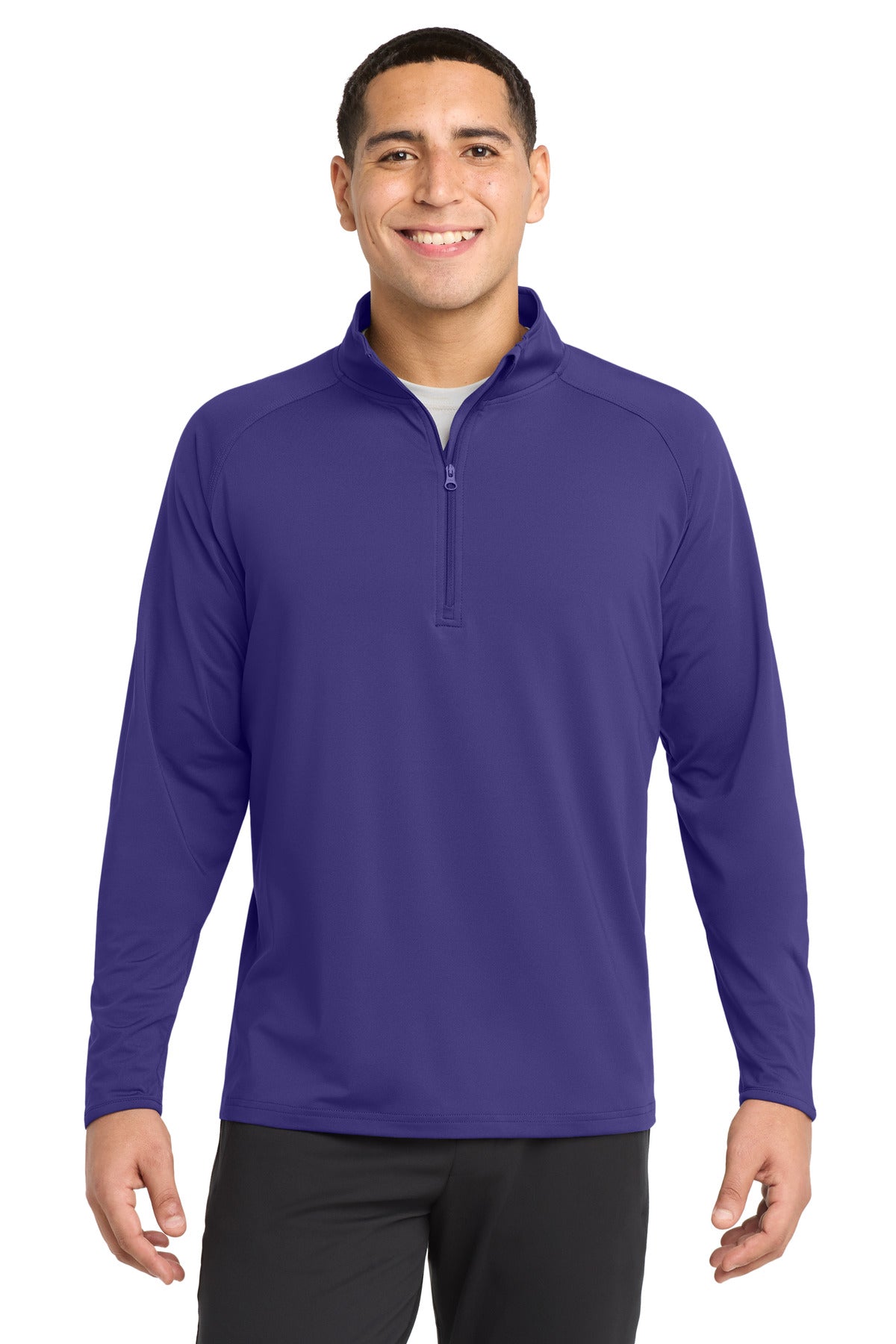 Purple Sport-Tek Sport-Wick Stretch 1/4-Zip Pullover. ST850