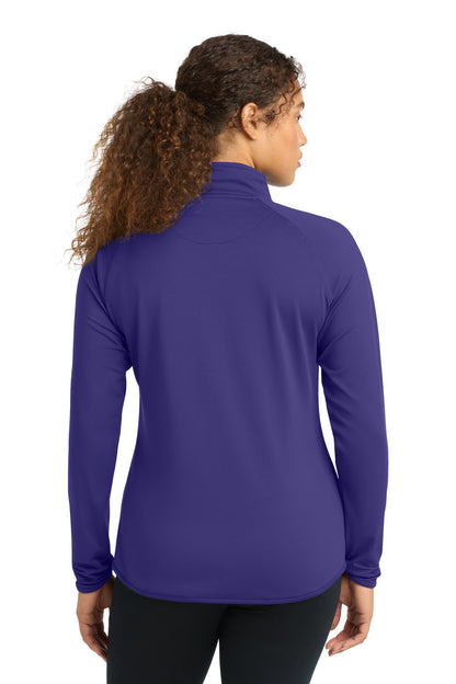 Purple Sport-Tek Women's Sport-Wick Stretch 1/4-Zip Pullover. LST850