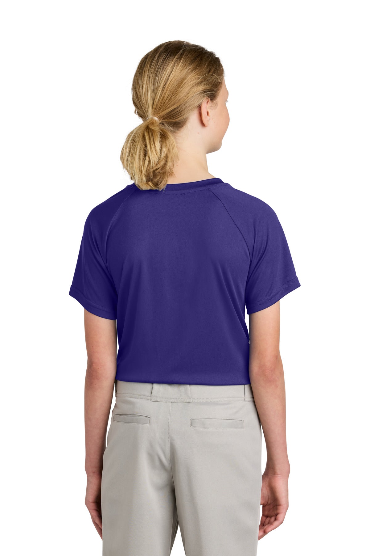 Purple Sport-Tek Youth PosiCharge Competitor 2-Button Henley YST359 plain