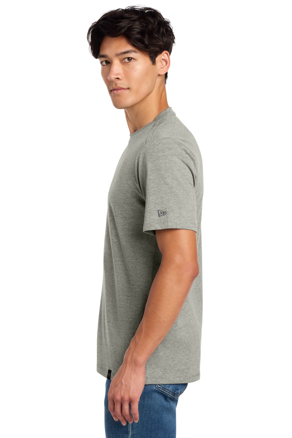 Rainstrm Gry H New Era Heritage Blend Crew Tee. NEA100 plain