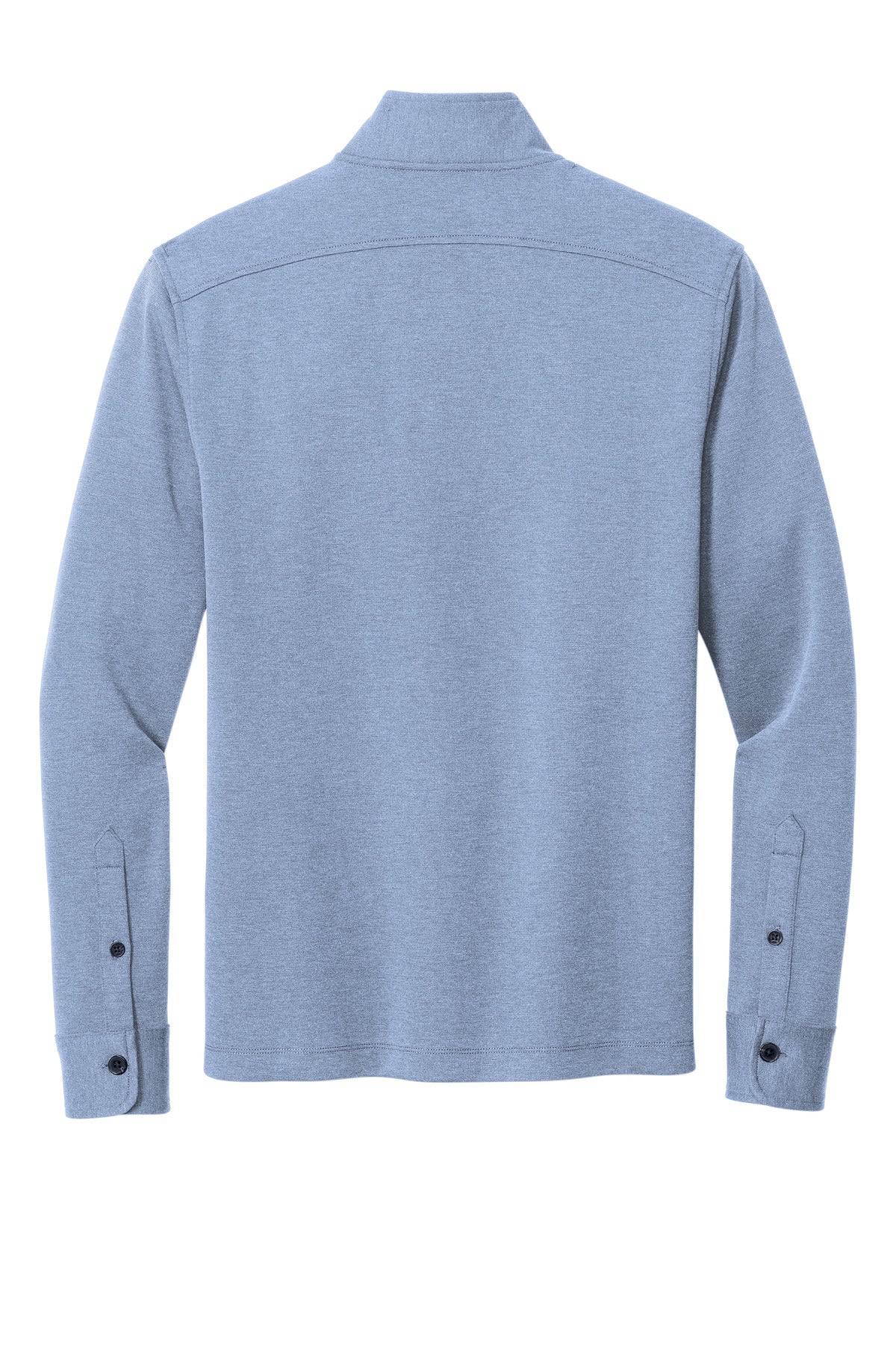 Rear View of AegeanBlHt Brooks Brothers Mid-Layer Stretch 1/2-Button BB18202 plain