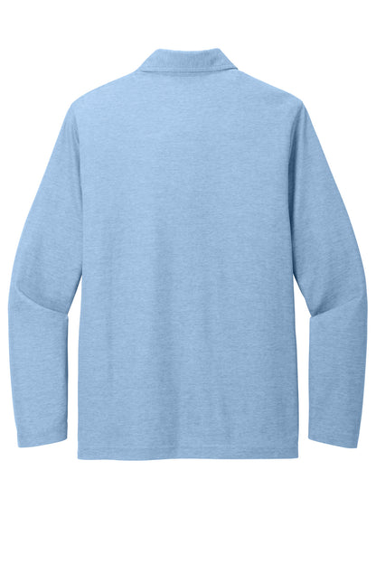 Rear View of AllureHthr TravisMathew Oceanside Heather Long Sleeve Polo TM1MZ343 plain