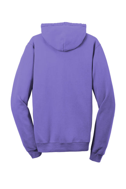Rear View of Amethyst Port & Co Beach Wash Garment-Dyed Pullover Hooded Sweatshirt. PC098H plain