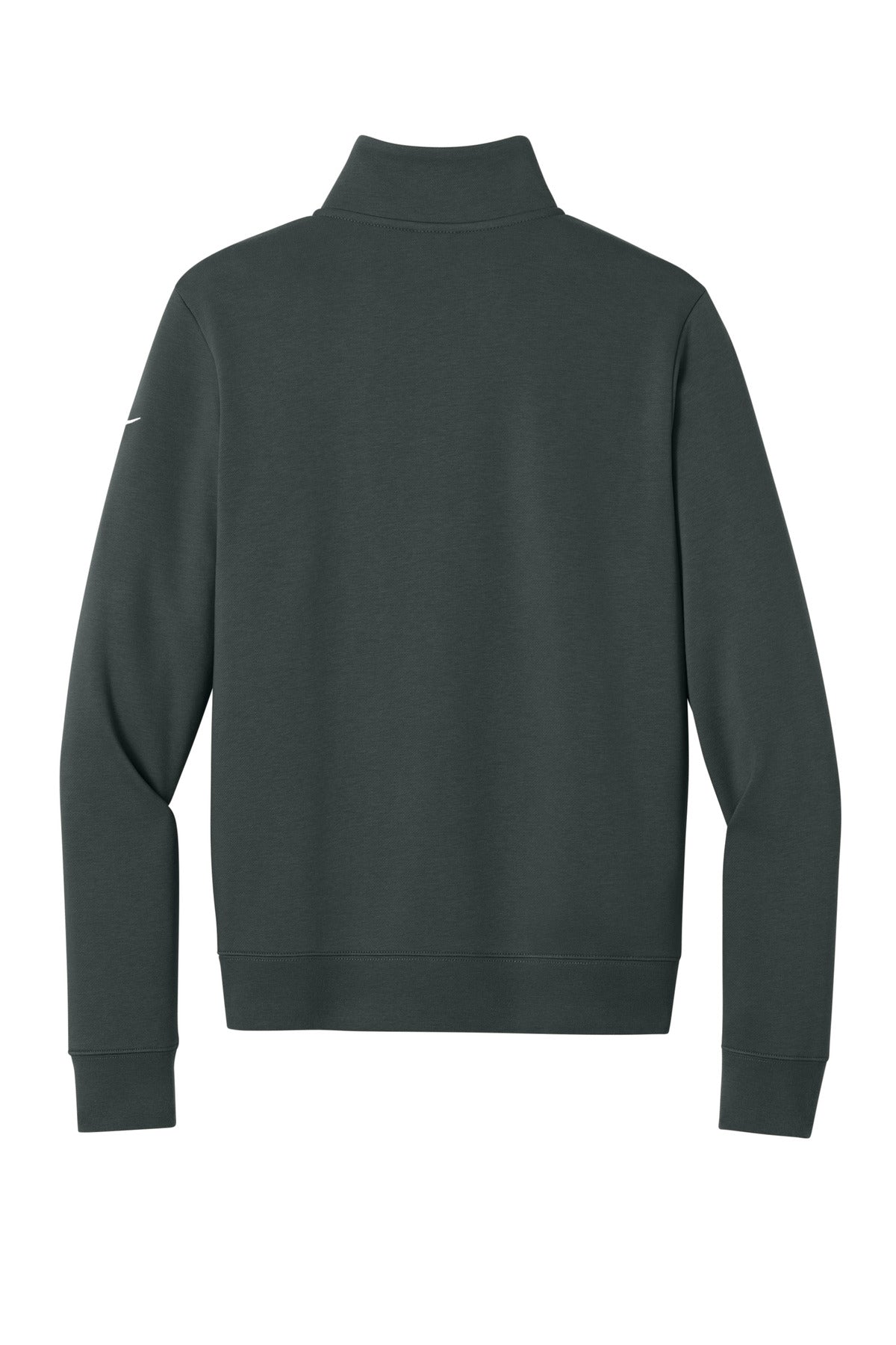 Rear View of Anthracite Nike Women's Club Fleece Sleeve Swoosh 1/2-Zip NKDX6720 plain