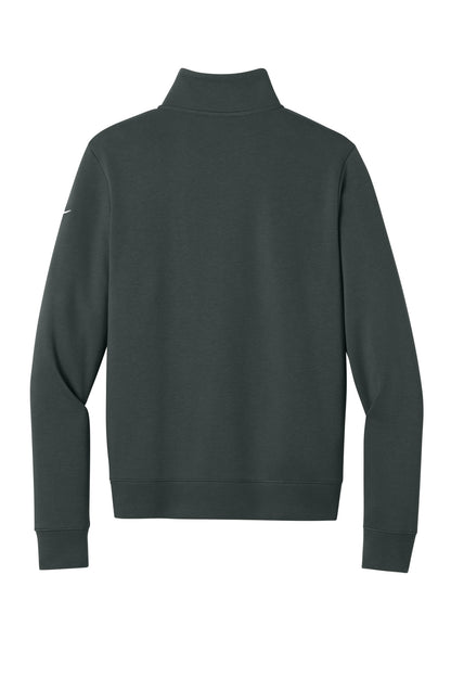 Rear View of Anthracite Nike Women's Club Fleece Sleeve Swoosh 1/2-Zip NKDX6720 plain