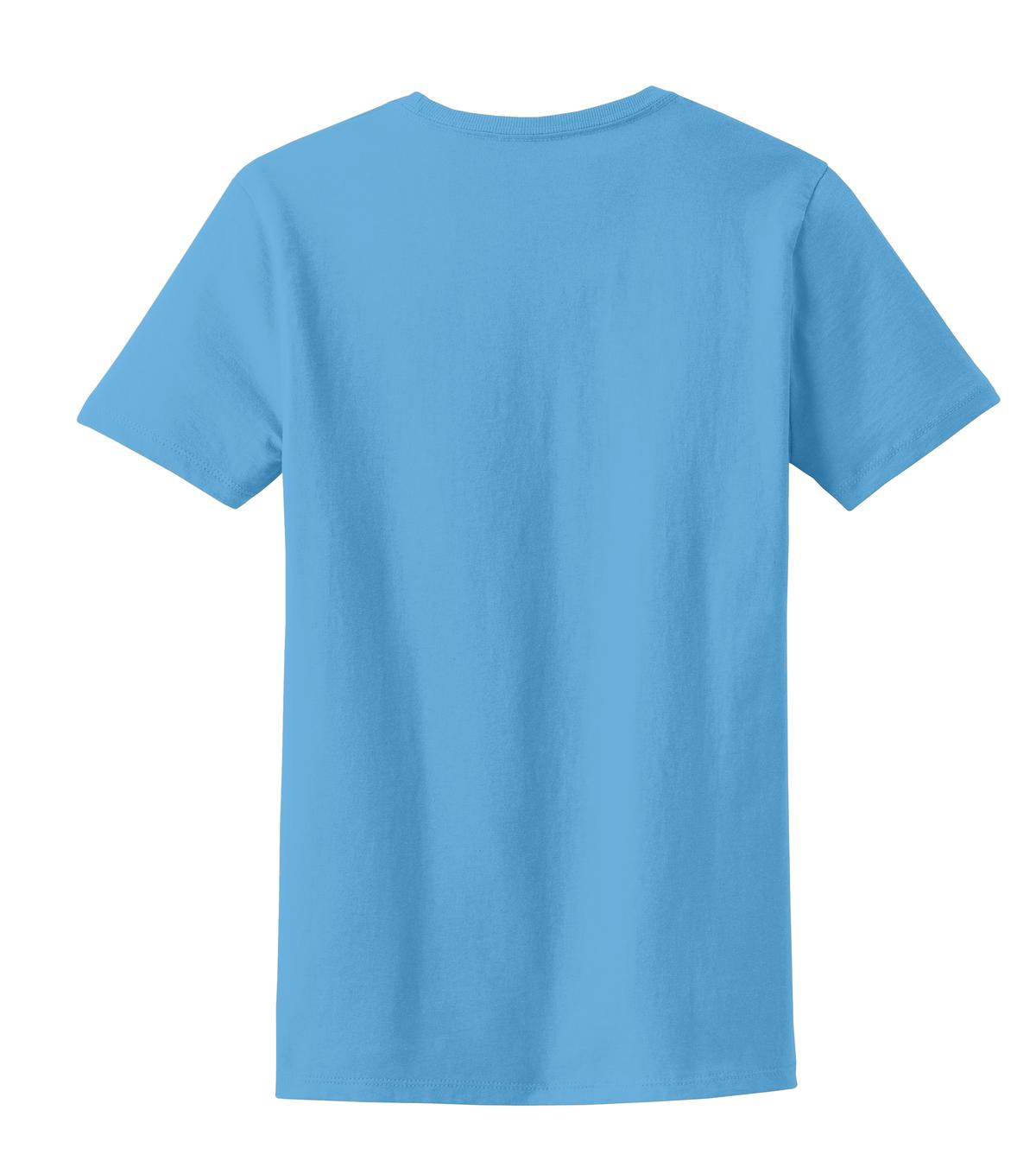 Rear View of Aquatic Blue Port & Co Women's Essential Tee. LPC61 plain