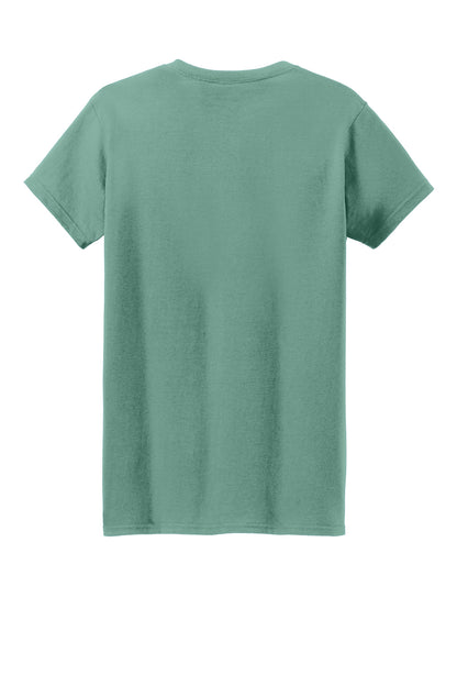 Rear View of Aquatic Gildan Women's Heavy Cotton 100% Cotton T-Shirt. 5000L plain
