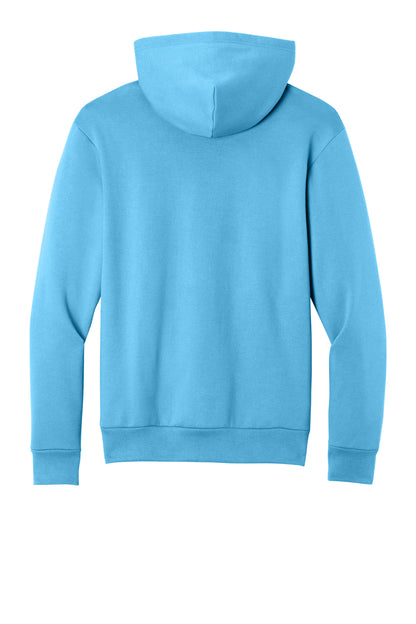 Rear View of AquaticBl Port & Co Easy Fleece Pullover Hooded Sweatshirt PC68H plain