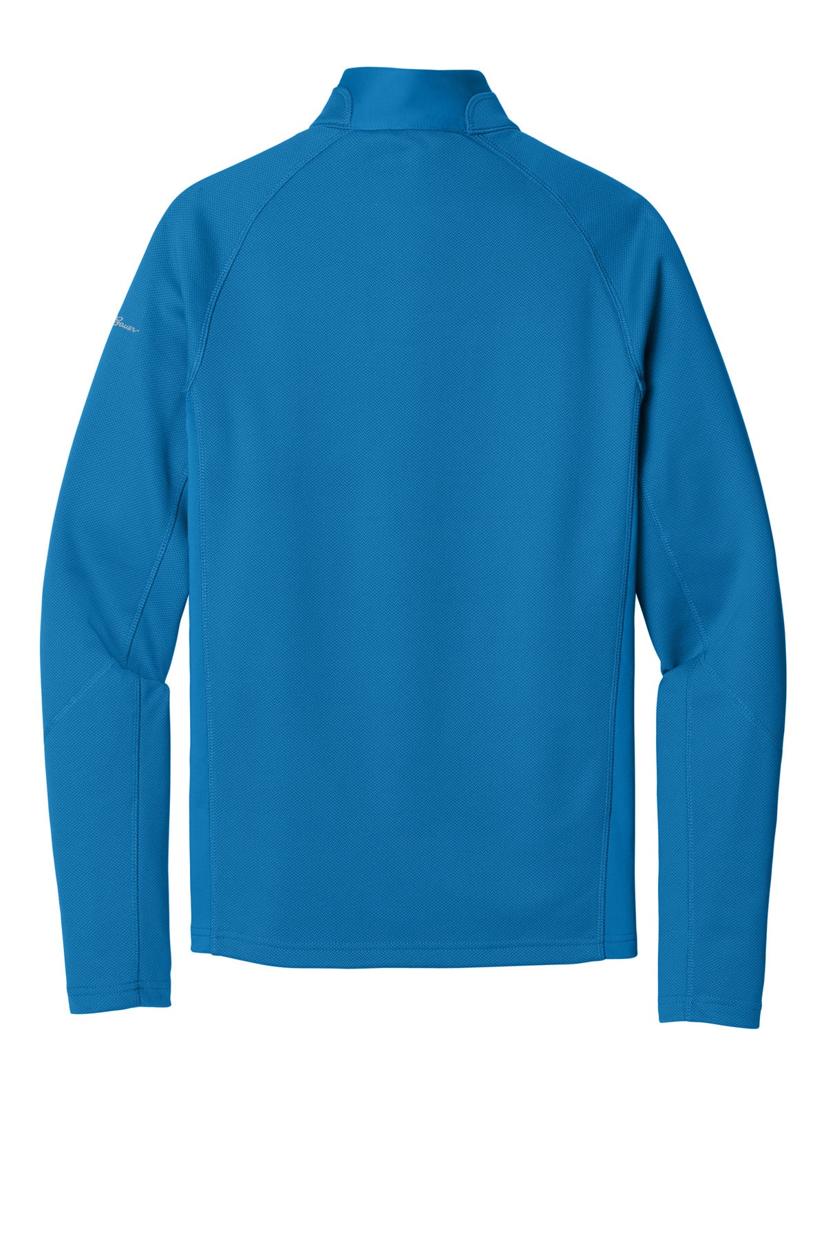 Rear View of Ascent Blue Eddie Bauer 1/2-Zip Performance Fleece. EB234 plain