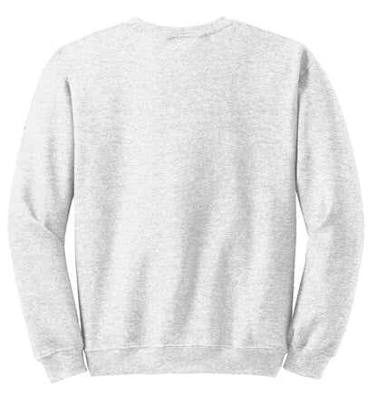 Rear View of Ash Gildan Heavy Blend Crewneck Sweatshirt. 18000 plain