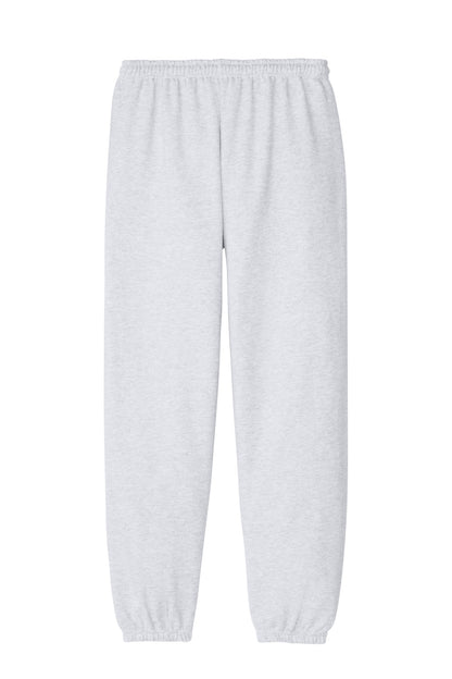 Rear View of Ash Gildan Heavy Blend Sweatpant. 18200 plain