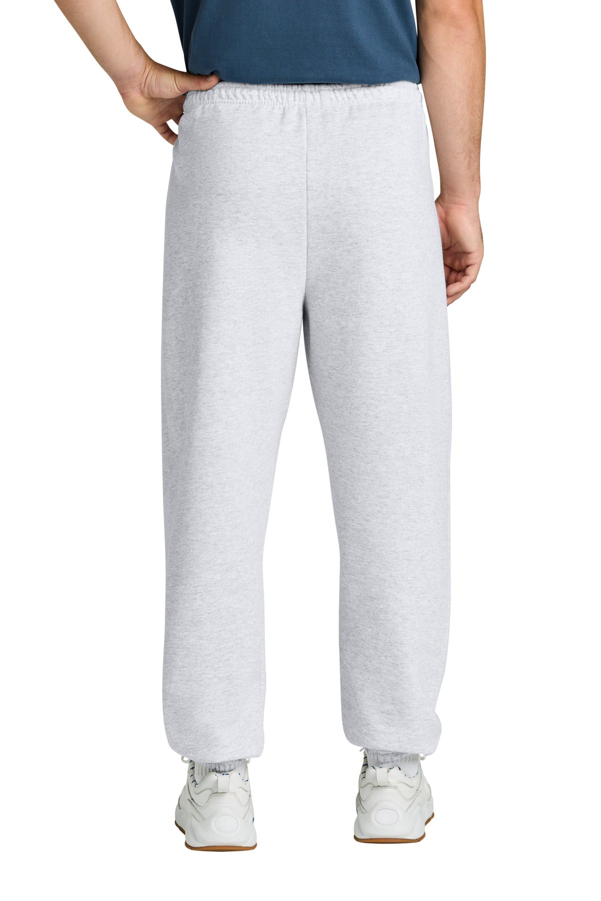Rear View of Ash Gildan Heavy Blend Sweatpant. 18200 plain