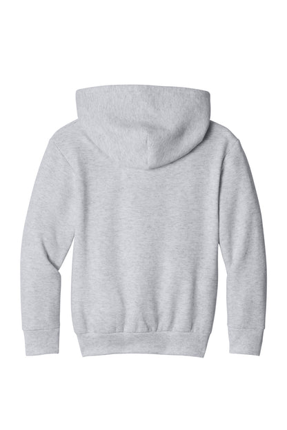 Rear View of Ash Port & Co Youth Easy Fleece Pullover Hooded Sweatshirt PC68YH plain