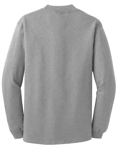 Rear View of Ath. Heather Port & Co Essential Mock Turtleneck. PC61M plain