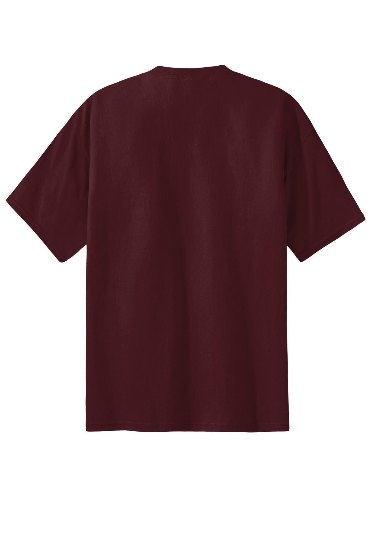 Rear View of Ath. Maroon Port & Co Essential Tee. PC61 plain
