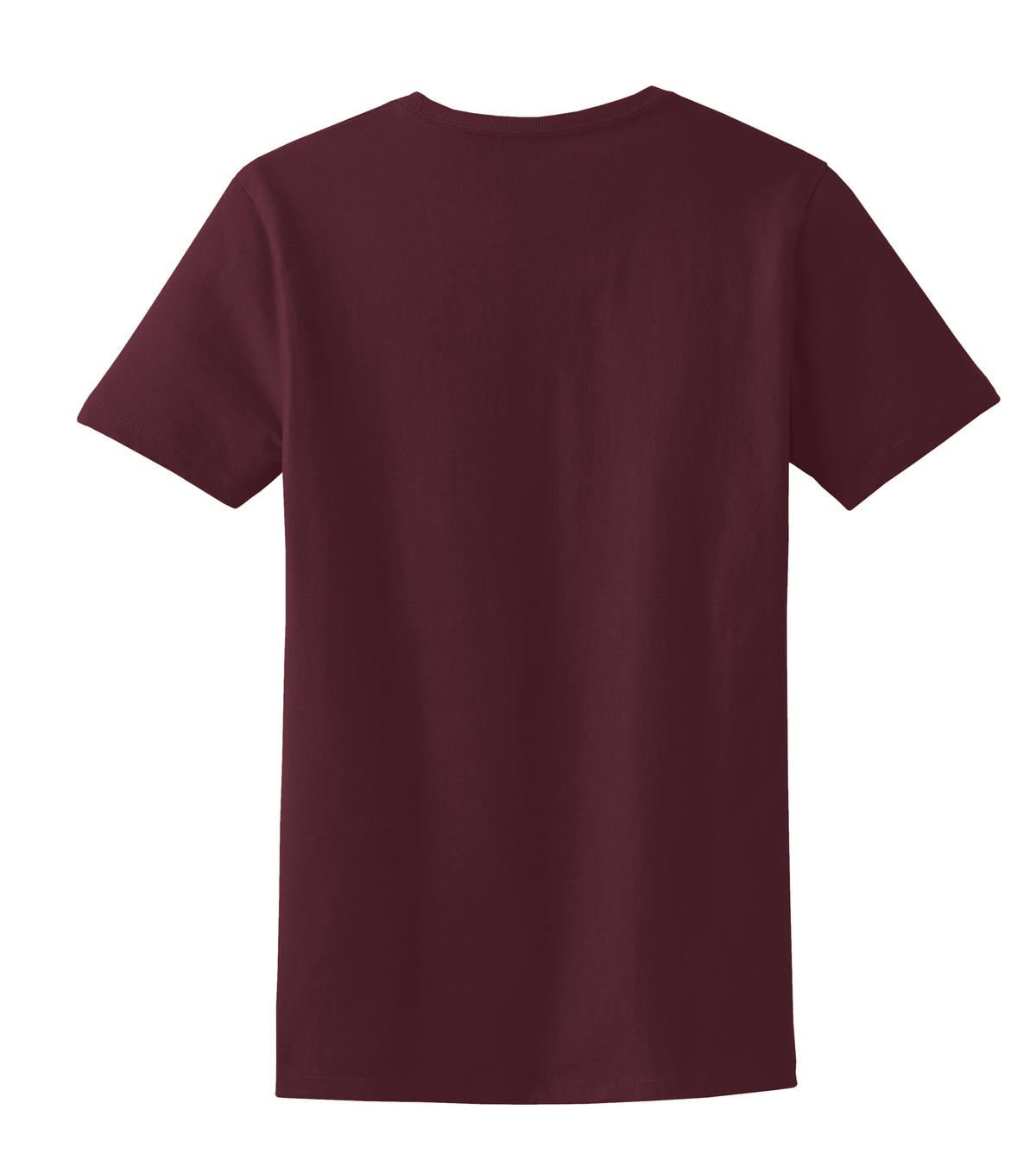 Rear View of Ath Maroon Port & Co Women's Essential Tee. LPC61 plain