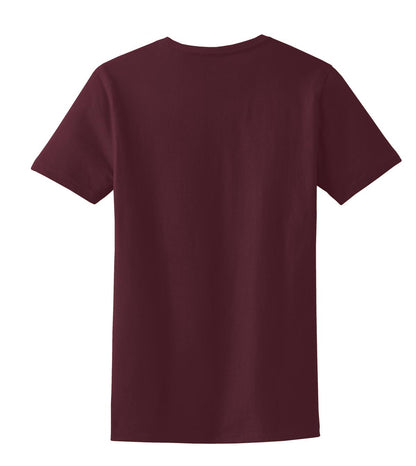 Rear View of Ath Maroon Port & Co Women's Essential Tee. LPC61 plain