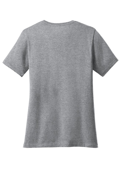 Rear View of Athl Heather Port & Co Women's Core Cotton Tee. LPC54 plain