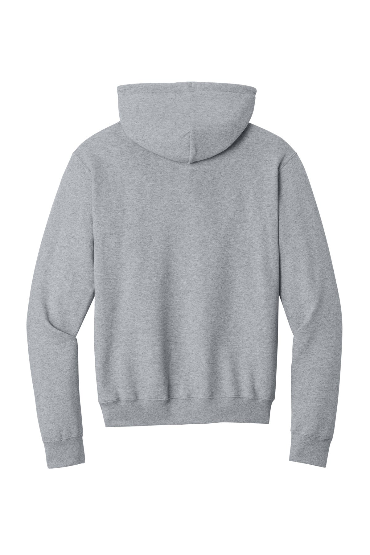 Rear View of Athletic Hthr Port & Co Core Fleece Pullover Hooded Sweatshirt. PC78H plain
